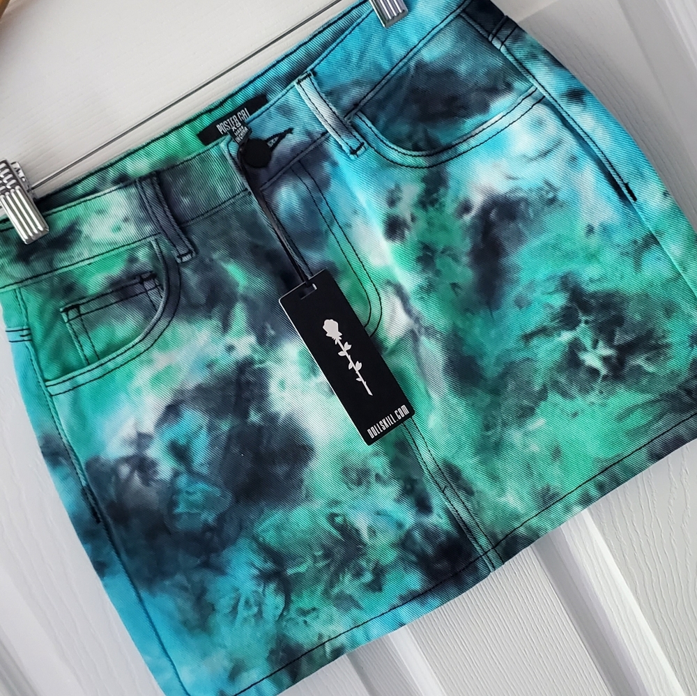 Denim Mini Skirt Tie Dye NWT